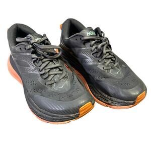 Hoka One One Running Shoes Women’s 8 Black Orange Bondi 7‎ Athletic Sneakers